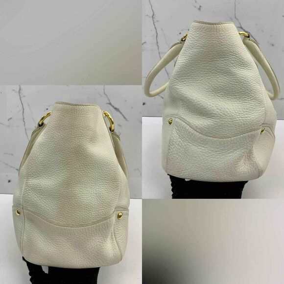 Prada Designer Cream Vitello Daino Leather Push Lock Antic Hobo Bag Purse Bag - Picture 5 of 8
